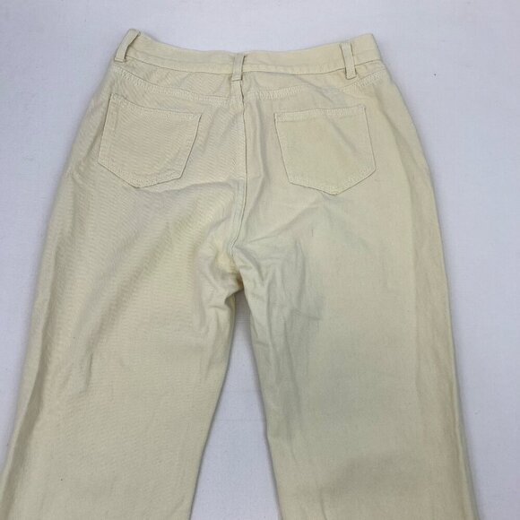 Women’s High Rise Flare Leg Distressed Jeans Pale Yellow Size 29 Waist - Picture 6 of 8